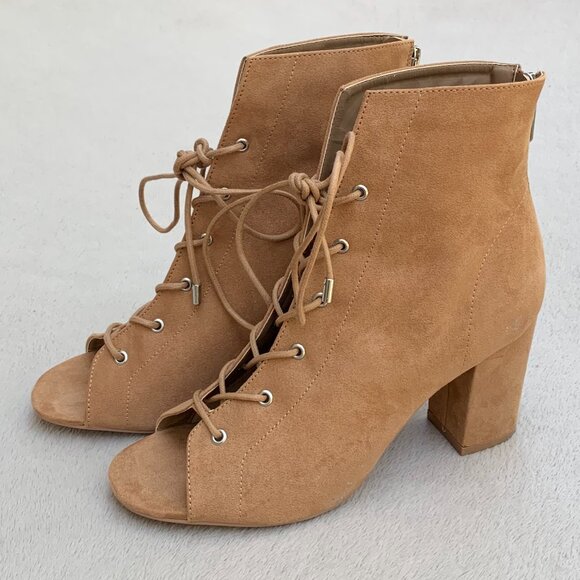 Guess GW Daly Peep Toe Lace-Up Booties - Picture 1 of 14